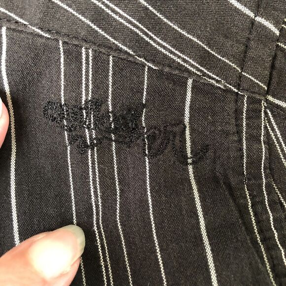 Quiksilver Mens Black Striped Button Down Shirt Pocket Tag Size XL - Picture 15 of 16